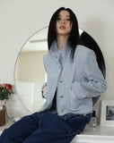 High Neck Fringe Tweed Jacket