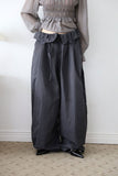 Roll-up button wide pants