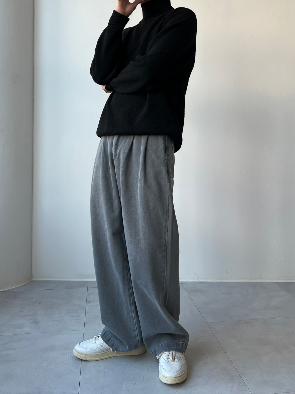 【KOOLOSET】Waistbandless Two-Tuck Wide Denim KOOLOSET (クロゼット) - ウエストバンドレスツータックワイド