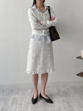 Popcorn Flower Frill Midi Skirt