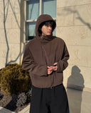 Diagonal Corduroy Hood Zip-up