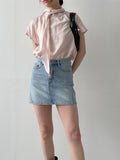 340 Curved Mini Denim Skirt