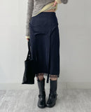 Fold Satin Lace Skirt