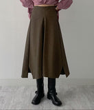 Matte Leather Flare Long Skirt