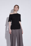 unbalance neck knit top