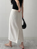 Lara Tweed Belted H-Line Long Skirt