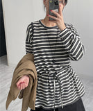 Striped Frill Overfit Sweatshirt