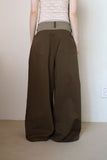 Two-tone button maxi cotton pants