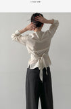 [Long Sleeve Ver.] Earth Wrap Loose Fit Blouse