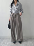Quarter Two-Way Wrap Long Blouse