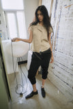 WRAP BUTTON CAP SLEEVE BLOUSE