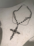 [only suzen] Benian Two-Chain Vintage Black Cross Necklace