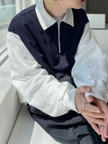 Peach color matching collar zip-up sweatshirt