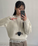 Frilled See-Through Layered Knit