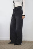Tone-on tassel black denim
