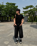 Leewoo denim bermuda pants
