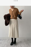 Corduroy pleated banding skirt