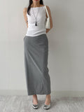 Striped Banding H-Line Long Skirt