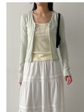 Two-button slit ribbed cardigan T-shirt