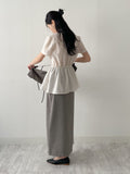 Sienna Banding Flare Short Sleeve Blouse