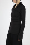 Slim long collar T-shirt