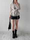 Drape Color Matching Loose Fit Blouse