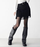 Dear Suede Tassel Belt Skirt