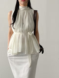 [Strap SET] Dite Chiffon Halter Neck Sleeveless Blouse