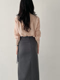Ruffle Tencel See-through Blouse