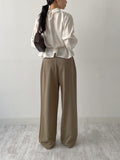 High-Neck Belted Balloon Fit Blouse