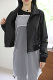 Tone satin crop zip-up