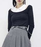 Myuji Collar Off-Shoulder Knit