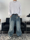 Paneled Incision Washed Denim