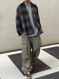 Diagonal Zipper Nylon Cargo Pants