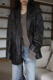 Glossy Cracked Leather Jacket