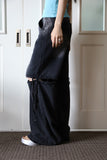 Knee slit strap denim
