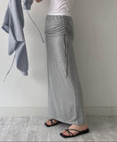 Shirred Layered Long Skirt