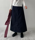522 A-line denim long skirt