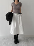 Draped Boat Neck Short Sleeve T-Shirt