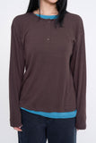 Henley neck layered long sleeves