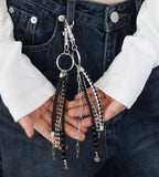 Mix leather chain keyring