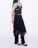 Sly diagonal frill midi skirt