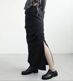 Shita shirring long skirt