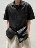 S/S Vegan Light Leather Half Shirt