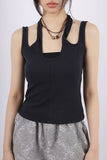 half silver tunnel necklace