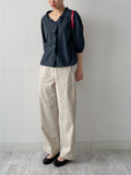 Frill V-neck Three Quarter Blouse