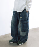 Distressed Cargo Denim Balloon Pants
