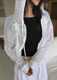 RIBBON SHEER HOODIE
