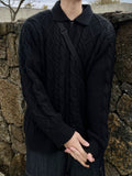 Rovin twist collar knit zip-up