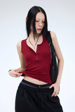 PRTN)Ribbed Lip Button Tank Top